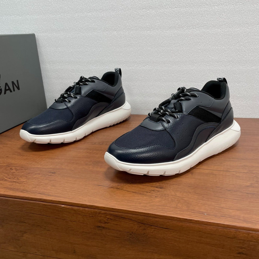 Hogan Sneakers in Pelle e Tessuto Blu Scuro