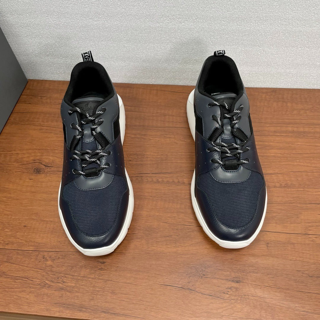 Hogan Sneakers in Pelle e Tessuto Blu Scuro