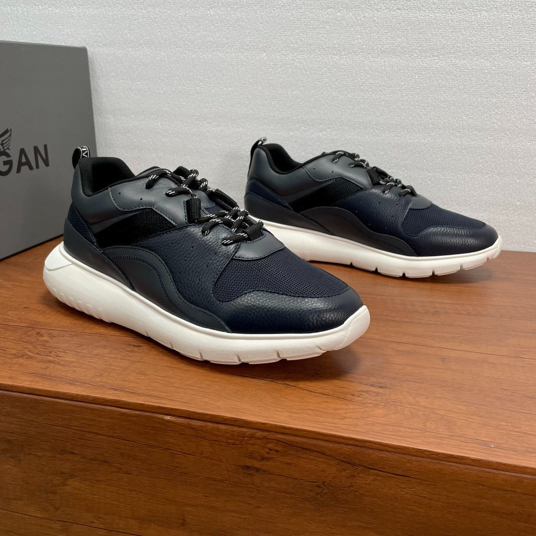 Hogan Sneakers in Pelle e Tessuto Blu Scuro