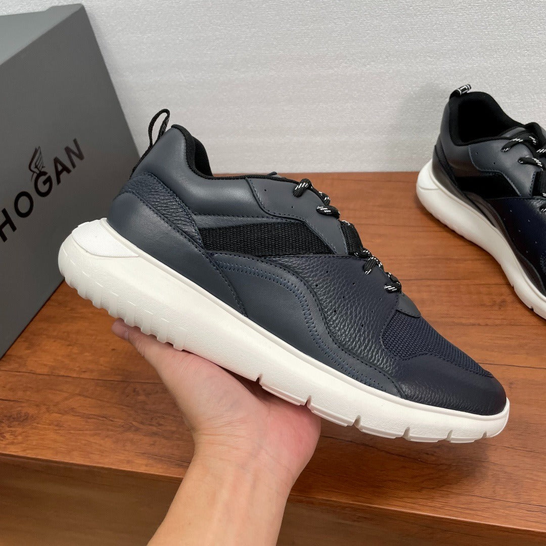 Hogan Sneakers in Pelle e Tessuto Blu Scuro