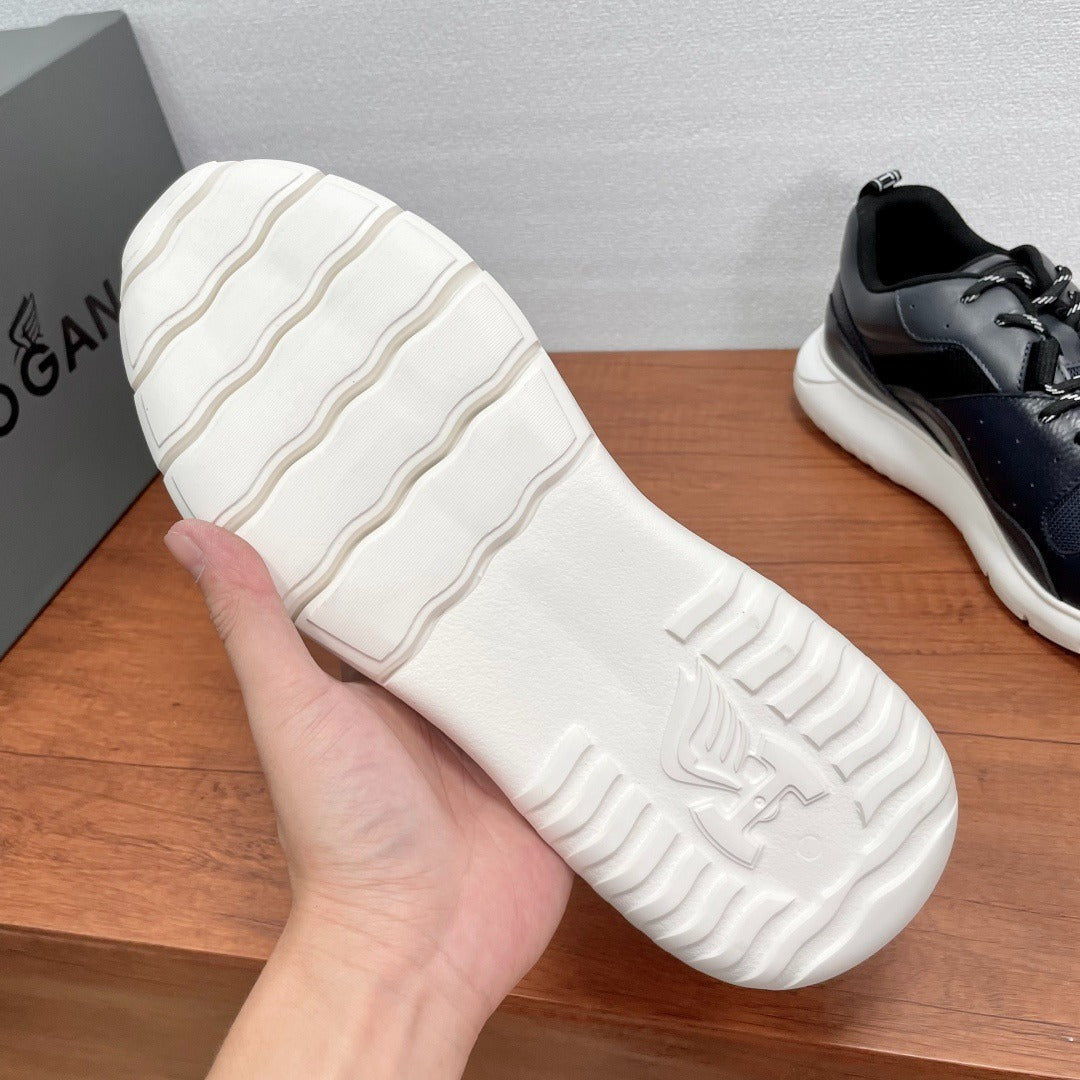 Hogan Sneakers in Pelle e Tessuto Blu Scuro